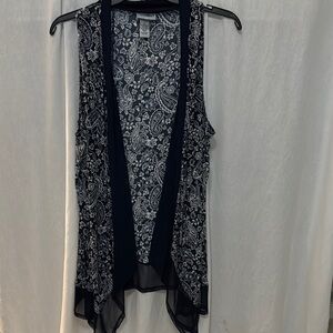 Floral Navy Open Front Vest